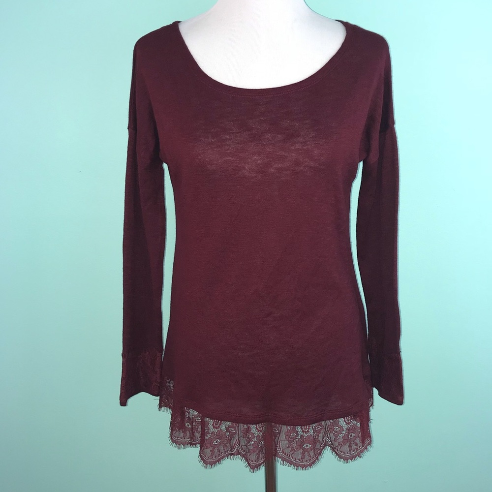 Cloud Chaser Long Sleeve Blouse with Lace Detail